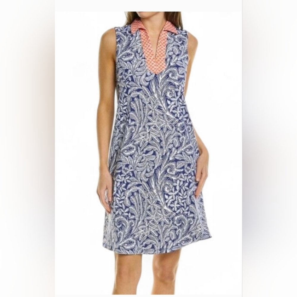 J. McLaughlin Blue and‎ Orange Patterned Dress